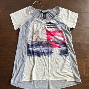 Style & Co Womens T-shirt Sailboats Rhinestones Petite (PP) 4125